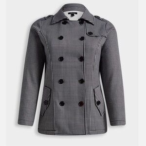 Torrid Black and White Herringbone Peacoat- Size 2